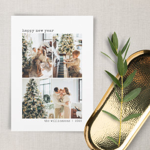 Cartes Pour Fêtes Annuelles 4 Photo Collage Typewriter Minimalist New Year