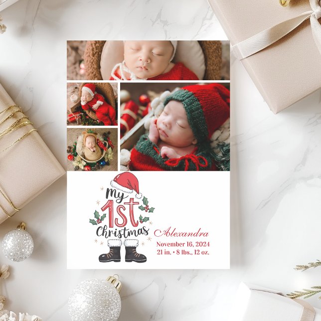 Cartes Pour Fêtes Annuelles 4 Photo Cute Santa Baby 1st Christmas (Créateur téléchargé)