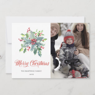 Cartes Pour Fêtes Annuelles 4 PHOTO Holly et Berries Famille 2022