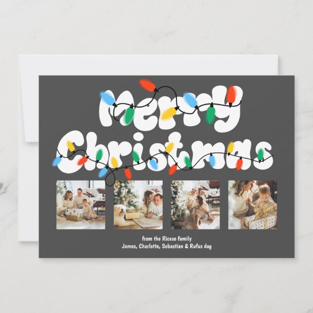 Cartes Pour Fêtes Annuelles 4 Photo Joyeux Fêtes de Noël (Devant)