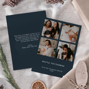 Cartes Pour Fêtes Annuelles 4 Photo Joyeux Noël Dark Azure Holiday Card