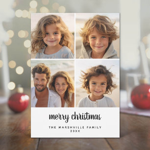 Cartes Pour Fêtes Annuelles 4 Photo Minimal Joyeux Noël noir blanc