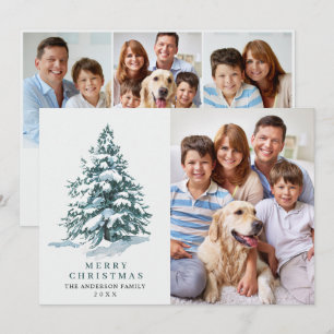 Cartes Pour Fêtes Annuelles 4 PHOTO Minimaliste Arbre de Noël Salutation