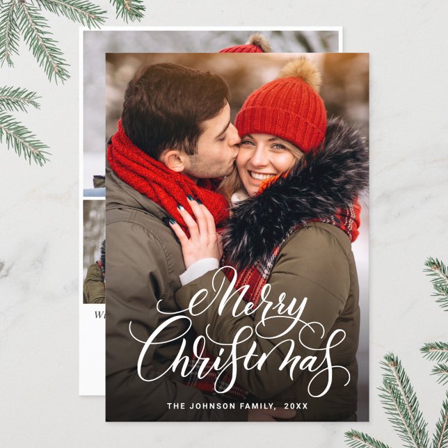 Cartes Pour Fêtes Annuelles 4 PHOTO Moderne Joyeux Noël Salutation (Créateur téléchargé)