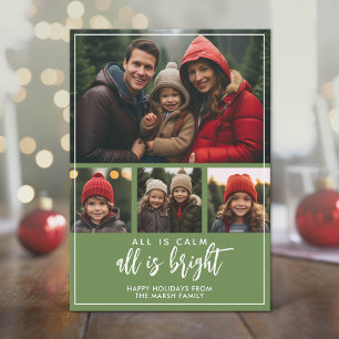 Cartes Pour Fêtes Annuelles 4 Photo - Tout est calme Vert Bleu Noël