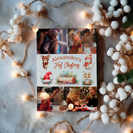 Cartes Pour Fêtes Annuelles 4 Photos Bois Animaux Bébé Premier Noël