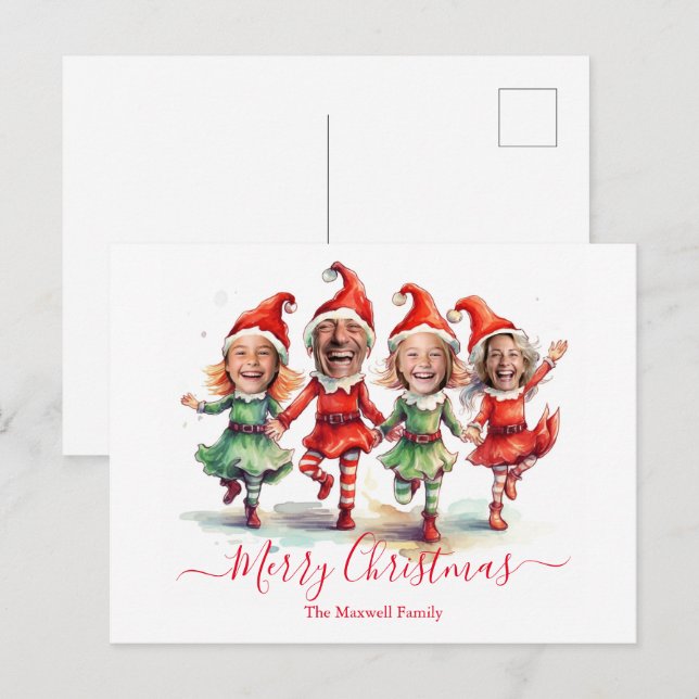 Cartes Pour Fêtes Annuelles 4 Photos elfes de Noël (Devant / Derrière)