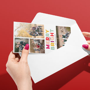 Cartes Pour Fêtes Annuelles 4 Photos Joyeuses brillantes et colorées