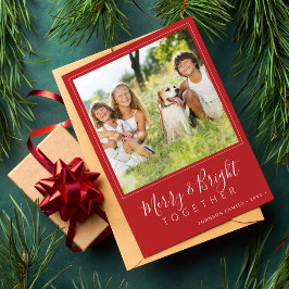 Cartes Pour Fêtes Annuelles 4 photos modernes Joyeux Noël rouge vif