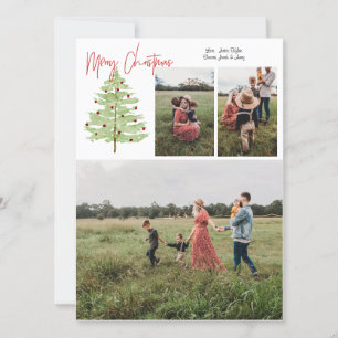 Cartes Pour Fêtes Annuelles 4 Photos Watercolor Christmas Card