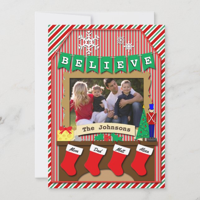 Cartes Pour Fêtes Annuelles 4-Stocker Daté ・ CROIRE ・ Joyeux Noël (Devant)