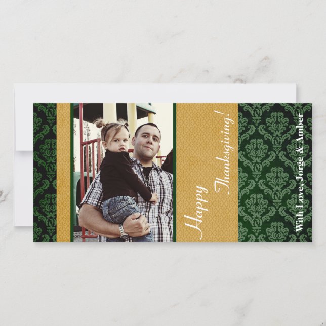 Cartes Pour Fêtes Annuelles 4x8 Green Foliing PHOTO Thanksgiving Card (Devant)