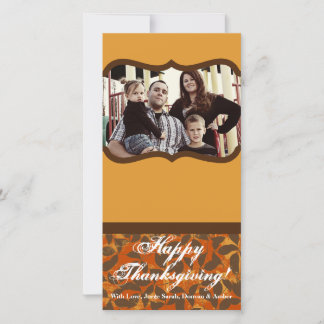 Cartes Pour Fêtes Annuelles 4x8 Orange et Feuilles Brown Thanksgiving PHOTOCar