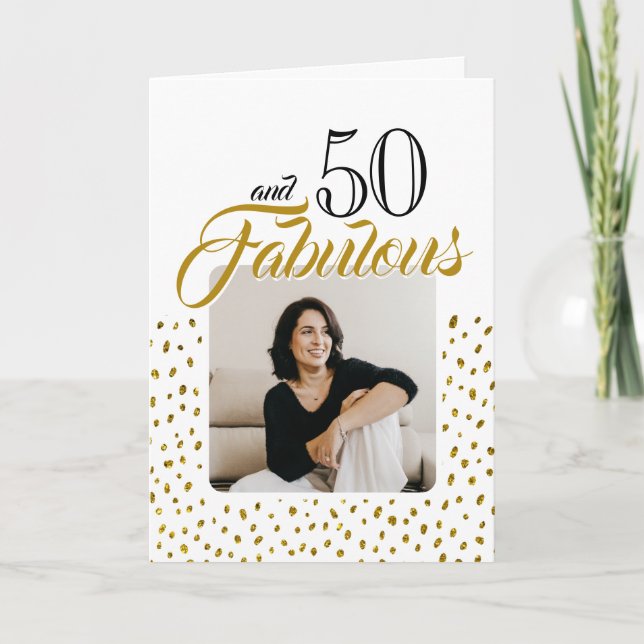 Cartes Pour Fêtes Annuelles 50 et Fabulous Gold Parties scintillant Photo 50e  (Devant)