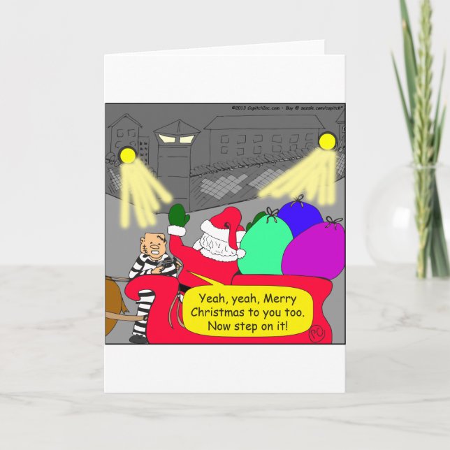 Cartes Pour Fêtes Annuelles 515 prison évasion père Noël dessin animé (Devant)