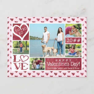 Cartes Pour Fêtes Annuelles 5 coeurs Valentine d'aquarelle de vin de collage