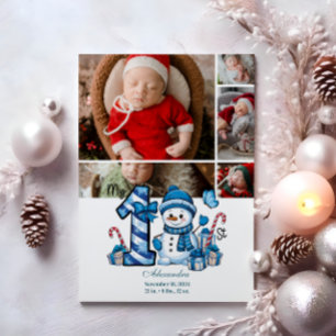 Cartes Pour Fêtes Annuelles 5 Photo Blue Snowman Premier Noël