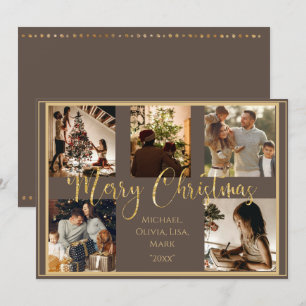 Cartes Pour Fêtes Annuelles 5 Photo Collage Joyeux Noël Gold Holiday