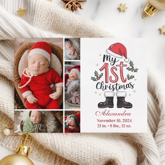 Cartes Pour Fêtes Annuelles 5 Photo Cute Santa Baby 1st Christmas (Créateur téléchargé)