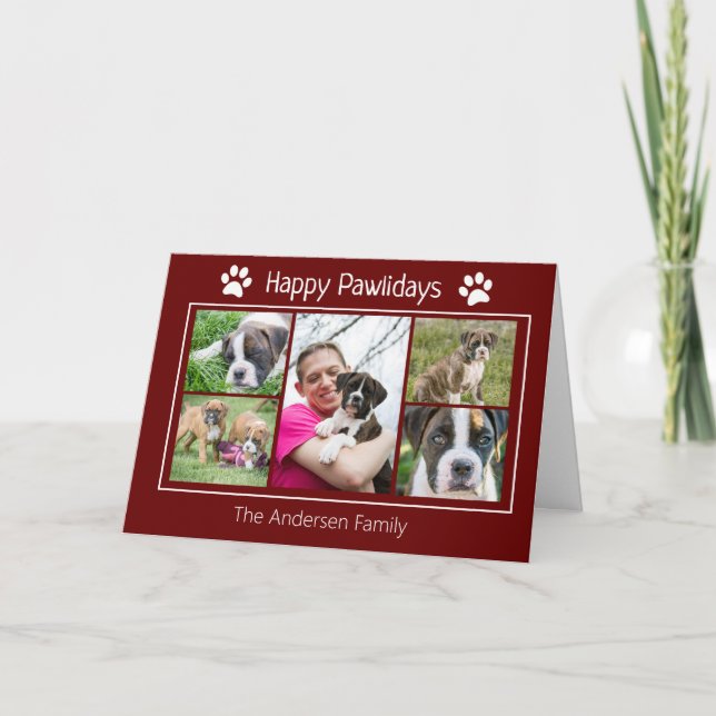 Cartes Pour Fêtes Annuelles 5 Photo Dog Noël personnalisé (Devant)