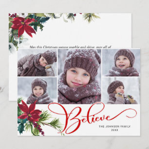 Cartes Pour Fêtes Annuelles 5 Photo Elegant Poinsettia Noël CROIRE