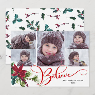 Cartes Pour Fêtes Annuelles 5 Photo Elegant Poinsettia Noël CROIRE