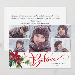 Cartes Pour Fêtes Annuelles 5 Photo Elegant Poinsettia Noël CROIRE