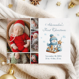 Cartes Pour Fêtes Annuelles 5 Photo First Christmas Birth Announcement 