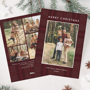 Cartes Pour Fêtes Annuelles 5 Photo Retro Noël Plaid Grey