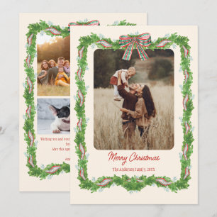 Cartes Pour Fêtes Annuelles 5 photos plaid bow rustique Noël Photo