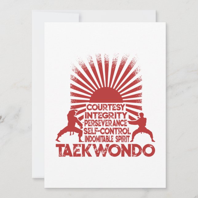 Cartes Pour Fêtes Annuelles 5 Ténets De Taekwondo (Devant)