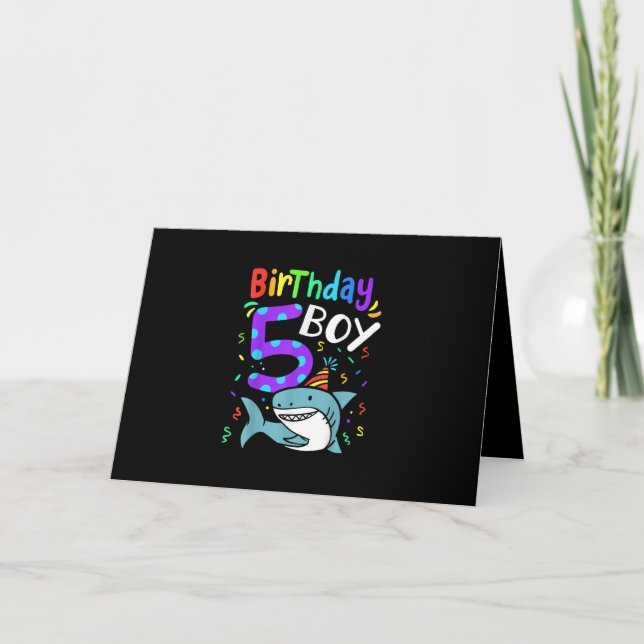 Cartes Pour Fêtes Annuelles 5e anniversaire Cadeau de requin de cinq ans (Devant)