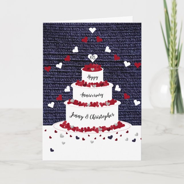 Cartes Pour Fêtes Annuelles 65th wedding anniversary bunting & cake (Devant)