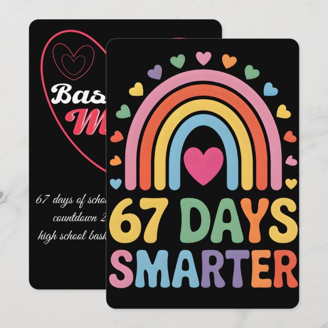 Cartes Pour Fêtes Annuelles 67 Jours d'école, Parcours de mère de basketteuse  (Devant / Derrière)