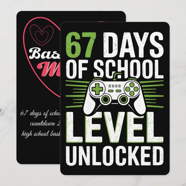 Cartes Pour Fêtes Annuelles 67 School Days, Basketball Mom Journey 2026 (Devant / Derrière)