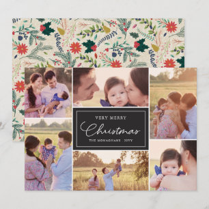 Cartes Pour Fêtes Annuelles 6 Collage photo   Motif floral Noir de Noël