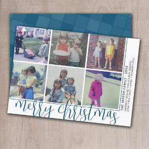 Cartes Pour Fêtes Annuelles 6 Décalage de photo - Joyeux Noël - Bleu