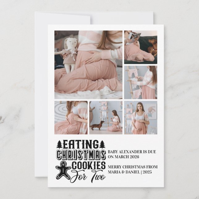 Cartes Pour Fêtes Annuelles 6 Photo Christmas Cookies for 2 Pregnancy  (Devant)
