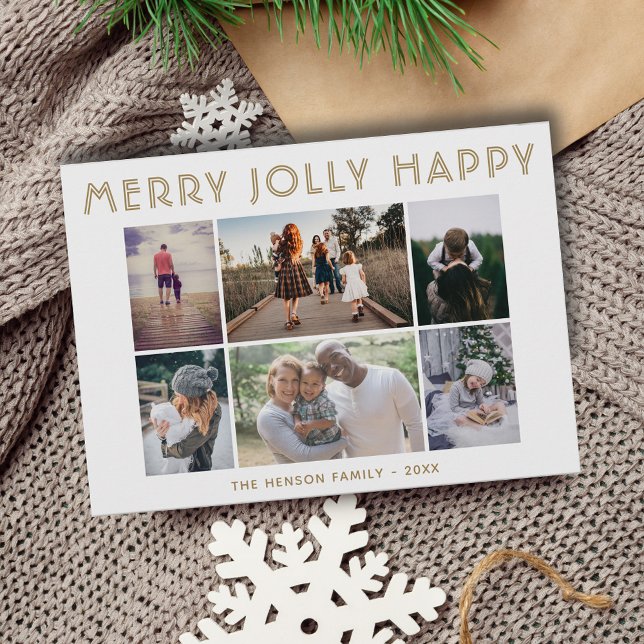 Cartes Pour Fêtes Annuelles 6 Photo Collage Joyeux Jolly Joyeux Noël (Créateur téléchargé)