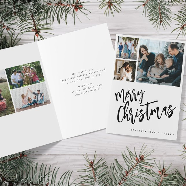 Cartes Pour Fêtes Annuelles 6 photo collage Joyeux Noël écriture moderne (Créateur téléchargé)