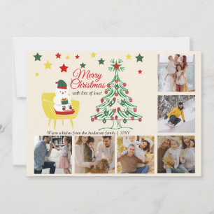 Cartes Pour Fêtes Annuelles 6 Photo Collage Ours Fun Joli Noël Moderne