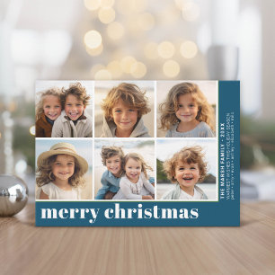 Cartes Pour Fêtes Annuelles 6 Photo Décalage - Joyeux Noël - Bleu