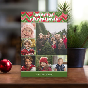 Cartes Pour Fêtes Annuelles 6 Photo Motif rétro - Red Green Funky