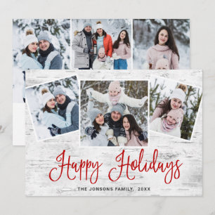 Cartes Pour Fêtes Annuelles 6 PHOTO Noël Rustic Birch Bark Salutation