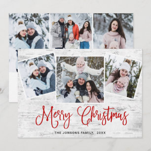 Cartes Pour Fêtes Annuelles 6 PHOTO Noël Rustic Birch Bark Salutation