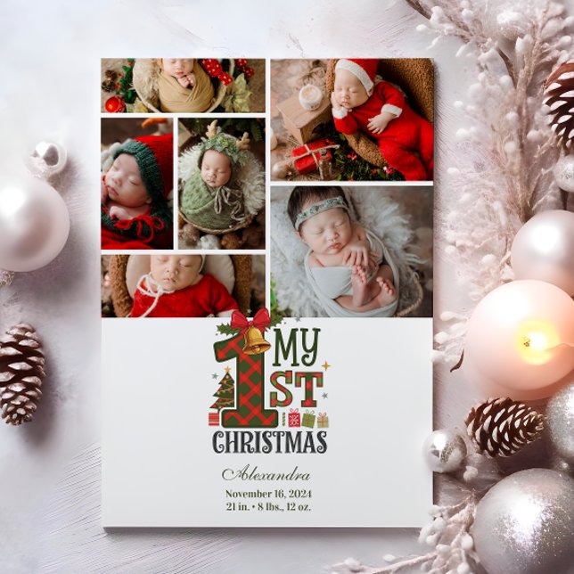 Cartes Pour Fêtes Annuelles 6 Photo Plaid Premier Noël (Créateur téléchargé)