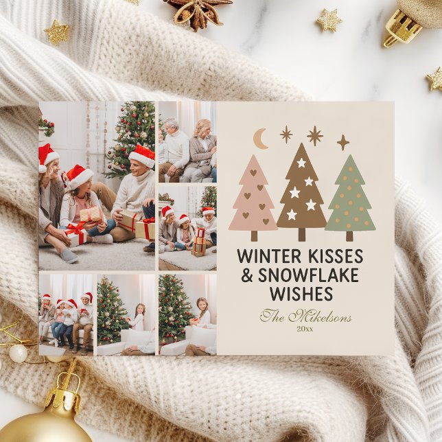 Cartes Pour Fêtes Annuelles 6 Photo Retro Winter Kisses & Snowflake Wiss (Créateur téléchargé)