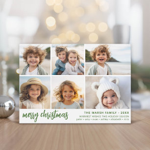 Cartes Pour Fêtes Annuelles 6 Photo - Script Joyeux Noël - Vert