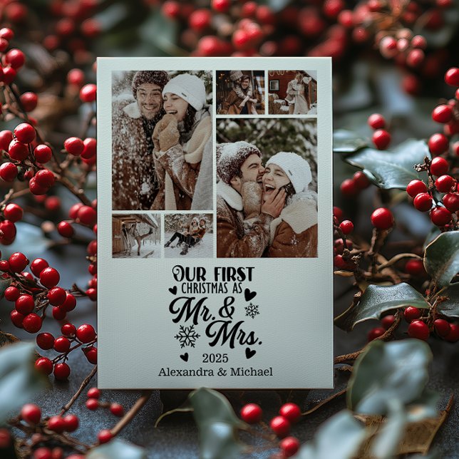 Cartes Pour Fêtes Annuelles 6 Photo Snowflakes Noël Mr et Mrs. (Créateur téléchargé)