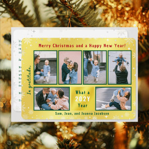 Cartes Pour Fêtes Annuelles 6 Photos Collage Cute Elégant Golden Personnalisé